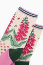 Cream Floral Bamboo Socks - Cream, Foxgloves, Image 3 of 4