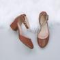 Tan AJVANI Tan Mid Block Heel Ankle Strap 2 Part Heels, Image 4 of 6