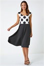 Black Premium Stretch Spot Print Dress, Image 1 of 5