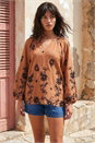Tan Floral Embroidered Top, Image 2 of 4