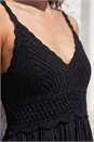 Black Crochet Strappy Midi Dress, Image 4 of 4