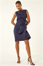 Navy  Tie Waist Premium Stretch Dress, Image 2 of 4