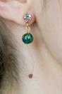 Yellow Gold-Plated Pearl Zircon Drop Earrings, Image 2 of 2