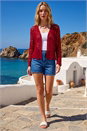 Burgundy Crochet Edge To Edge Cardigan, Image 2 of 4