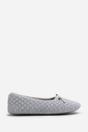 Light Grey Inez Ballet Quilted Slippers with Fur Lining, Image 2 of 5