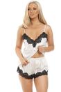 Cream Satin Cami Set With Floral Lace Detailing, Image 5 of 5