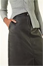 Black Coated Midi Pencil Skirt, Image 5 of 5