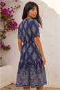 Navy  Petite Border Print Tiered Dress, Image 3 of 4