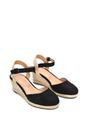 Black 'Joey' Closed Toe Ankle Strap Espadrille Wedge Platform Shoes, Image 5 of 6