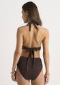 Brown Brown Textured Halter Bikini Top with Ring Detail, Image 2 of 4
