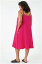 Pink Curve Strappy Cotton Pocket Dress, Image 4 of 5
