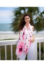 Pink Safia - Floral Scarf with Polka Dots, Image 1 of 1