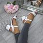 White AJVANI White Mid Block Heel Strappy Sandals, Image 5 of 6