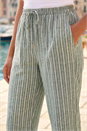 KHAKI Petite Stripe Cropped Wide Leg Trouser , Image 4 of 4