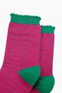 Pink Sock Talk Pink Polka Dots Combed Cotton Glitter Socks, Image 2 of 4