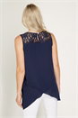 Navy  Lace Yoke Asymmetric Vest Top, Image 2 of 4