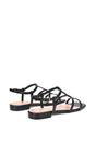 Black XY LONDON Black 'Danielle' Flat Strappy Caged Square Toe Sandals With Buckle, Image 4 of 6