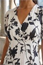 White Floral Print Hanky Hem Midi Dress, Image 4 of 4