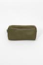 Khaki Italian Leather Cosmetic Bag, Image 1 of 2