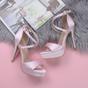 Light Pink AJVANI Light Pink High Heel Crossed Straps Platform Sandals, Image 4 of 6