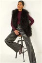 Black Longline Faux Fur Gilet, Image 1 of 5
