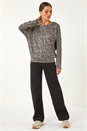 Natural  Animal Print Banded Hem Top, Image 4 of 5