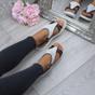 Black AJVANI Black Flatform Diamante T-Bar Slingback Sandals, Image 5 of 6