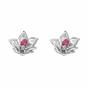 Silver Ruby July Birthstone Larkspur Birthflower Stud Earrings, Image 1 of 3