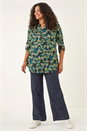 Green Curve Textured Floral Puff Print Shirt, Image 2 of 5