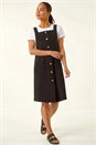 Black Petite Corduroy Pinafore Dress, Image 2 of 6