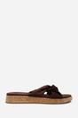 Dark Brown Where's That From Dark Brown Bowite Knotted Open Toe Low Wedge Sandal, Image 2 of 6