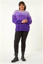 Purple Curve Ombre Stripe Knit Jumper, Image 2 of 5