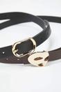 Multi Double Pack Gold Tone Mixed Buckle Slim Faux Leather Belt, Image 2 of 2