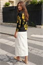 Black Sparkly Floral Print Knit Jumper, Image 3 of 4