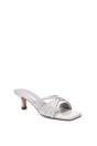 Grey XY LONDON Grey 'Claudia' Mid Heeled Sandal Slip On Mules With Square Toe, Image 2 of 6