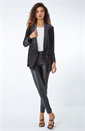 Black Shimmer Detail Waterfall Jacket, Image 2 of 5