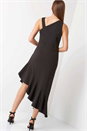 Black Asymmetric Hem Ruffle Dress, Image 3 of 6