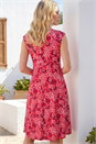 Coral Ditsy Floral Keyhole Twist Dress, Image 3 of 4