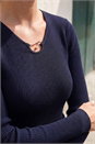 Navy  Gold Trim Knit Jumper, Image 4 of 4