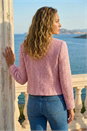 PINK Collarless Sequin Boucle Jacket, Image 3 of 5