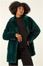 Emerald Faux Fur Longline Coat, Image 5 of 5