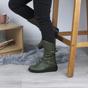 Khaki Low Wedge Heel Comfort Calf Biker Boots, Image 5 of 6
