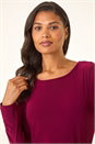 Burgundy Sequin Hem Tunic Stretch Top, Image 4 of 5
