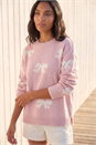 Light Pink Bow Contrast Stitch Knit Jumper, Image 1 of 4