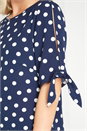 Navy  Polka Dot Sleeve Tie Top, Image 3 of 5