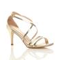 Gold AJVANI Gold High Heel Crossed Straps Buckle Sandals, Image 1 of 6