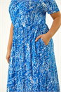 Blue Curve Spot Print Stretch Dress, Image 5 of 5