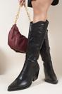 Black iKrush Black Emira Western Stitch Knee High Block Heel Boots, Image 2 of 8