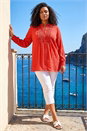 Red Curve Lace Trim Pintuck Blouse, Image 3 of 4