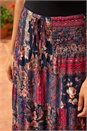 Red Boho Floral Shirred Waist Maxi Skirt, Image 4 of 4